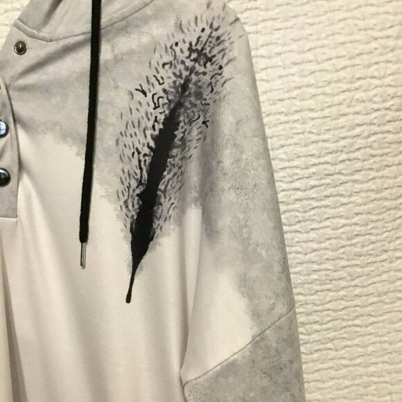 VIEACTIVEWEAR Hooded Sweatshirt Drop Shoulder Oversize Pullover Size Large Gray - Picture 6 of 11